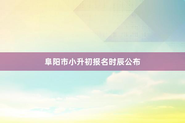 阜阳市小升初报名时辰公布
